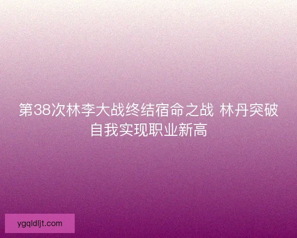 第38次林李大战终结宿命之战 林丹突破自我实现职业新高